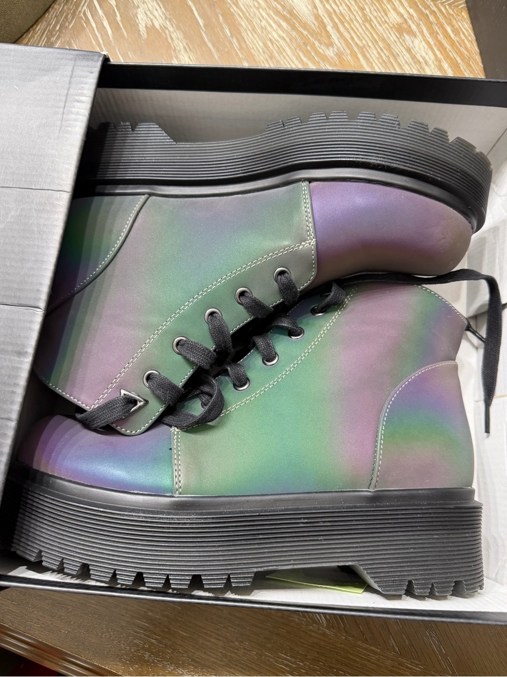 YRU Slayr Rainbow Reflective Combat Boots